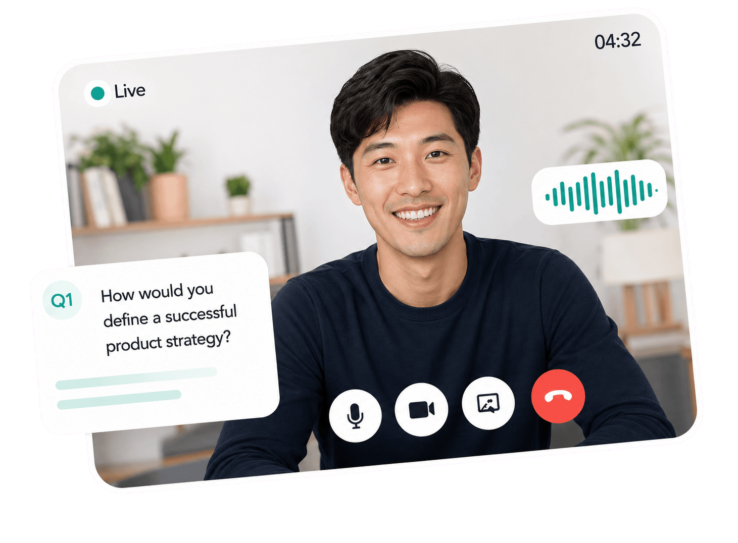 Live mock interview with a video call and practice question